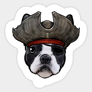 Boston Terrier Pirate Sticker